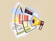 © Ivan Haidutski/Stocksy - Marketing communication concept with megaphone and digital elements