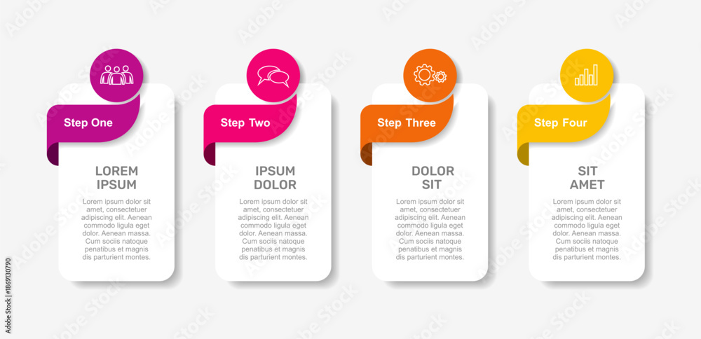 Infographic with icons, headings, and text blocks, design for business, presentation, or data visualization. Vector illustration.