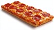 © VictorCanalesStudio - Rectangular pepperoni pizza flatbread with melted cheese and red sauce on golden crust