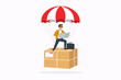 © vector - Delivery With Parachute