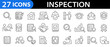© vectorsanta - Inspection line icon set. Inspect, QA, qualify, quality control, check, verify, examination, testing and more. Editable stroke. Vector illustration