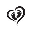 © Aporupa Mondol - Black silhouette of heart baby footprint