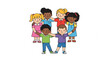© Naeem - Diverse group of happy children standing together in a circle with arms around each other