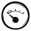 © Maestro - Handdrawn doodle style round gauge indicator with a needle pointing to a low level perfect for symbolizing performance status or measurement in various digital applications