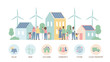 © lona - Diverse community embracing sustainable living with renewable energy sources.