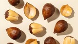 Top View of Salak Snake Fruit Composition on Neutral Background