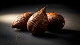 Salak Snake Fruit with Dramatic Lighting on Dark Background