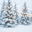 © Semangat Terus - Enchanting Winter Wonderland - Softly Falling Snow and Twinkling Fairy Lights Adorn Snowy Pine Trees.