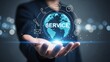 © insane - Businessman presenting global service concept with innovative technology