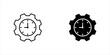 © Yusuf Al-jilani - Gears with clock, linear icon set. Time optimization and workflow efficiency. Line with editable stroke.