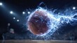 © 69 - Electrifying Basketball with Sparks and Blue Light in Action-Packed Sports Arena Scene