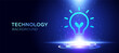 © StudioPixel2 - Technology innovation concept with glowing light bulb and digital growth symbol on futuristic background. Modern vector illustration for startup ideas, creative thinking, innovation technology