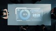© InfiniteFlow - Business professionals gather around a sleek table, analyzing EV charging data displayed on a digital interface, highlighting battery levels and progress indicators. Raster
