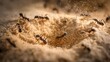 © Johannes - detailed shot of a dynamic colony of ants working together in their intricate sandy mound