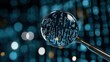 © lililia - A magnifying glass examines blue binary code, illustrating the importance of data analysis in digital advertising and marketing research