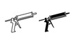 © ARSM D - Two caulking guns one black and one line drawing