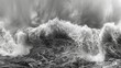 © Justlight - A panoramic shot capturing the intensity and energy of waves crashing in a neverending cycle. Black and white art