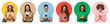 © Damir Khabirov - Diverse group of people using phones on colorful circles backgrounds