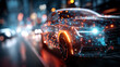 © Laura - Futuristic car design illuminated with glowing dots, sleek modern aesthetic, defocused blurred dynamic setting, automotive technology art, with copy space