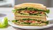 © Foods Hub - Photorealistic Image of a Classic Vegetable Sandwich with Layered Bread, Lettuce, Tomato, and Cucumber Slices