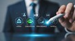 © Ramim - Human resources management concept with digital interface and a pointing hand