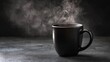 © Sylvia - Steaming coffee cup on a dark tabletop with rich aroma, evoking a warm morning routine. bar promotions, beverage menus.