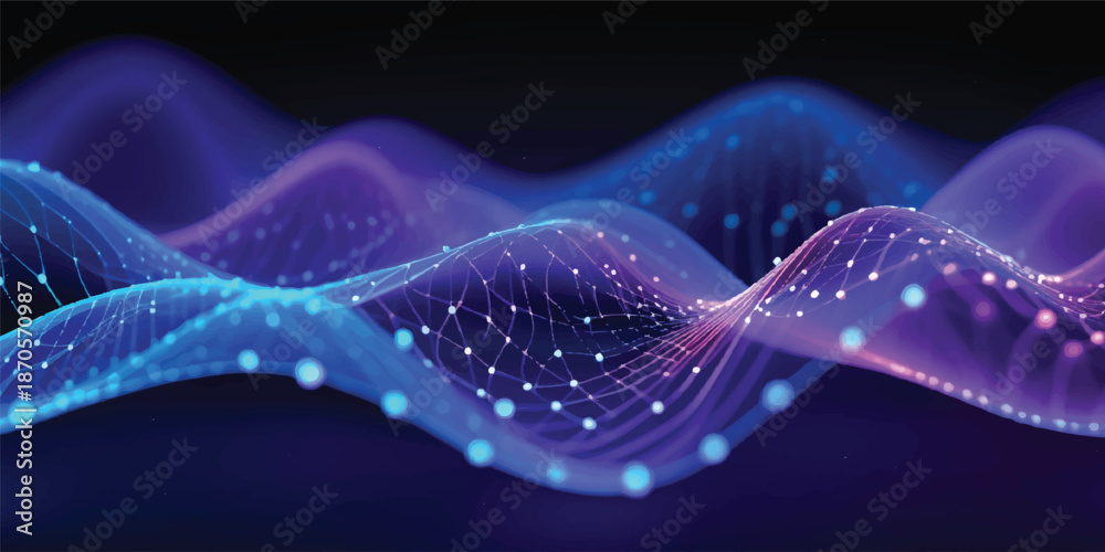 Abstract blue wave pattern with bright light and dynamic energy lines ...