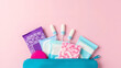 © creative - Hygiene feminine pads, tampon menstruation in the beautician