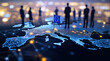 © sam richter - EU flag marks digital Europe map with silhouetted leaders and connections.