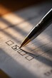 © Anastasiia - A pen marks a check in a checkbox on a form. Concept Form Filling, Checkmark, Pen Stroke, Paperwork, Administrative Task