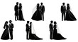 © Dilography - Wedding Couple Vector Set – Bride and Groom Silhouettes, Romantic Marriage Design, Elegant Ceremony Illustration Collection