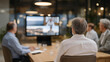 © forenna - Hybrid council meeting with some members attending remotely on screens, illustrating digital governance and modern public administration. cinematic color correction, natural uneven lighting yet