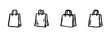 © gentle studio - Shopping Bags In Hand Drawn Style Set. Retail, E-Commerce, And Consumer Goods Doodle Sketch Collection. Eco-Friendly Packaging. Isolated Vector Illustration