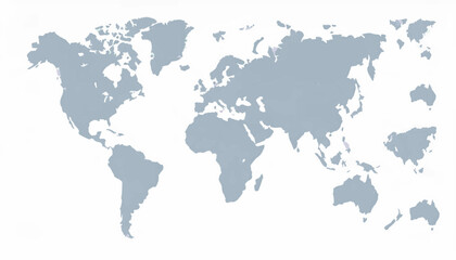  Detailed World Map Vector Illustration with Continents Silhouettes in Grey,