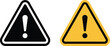 © MdMajnur - Warning sign exclamation mark vector set, yellow and black caution triangle icons, safety alert and notification symbols