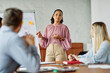 © Lumos sp - Group of young business people having a meeting or presentation and seminar with whiteboard in the office. Portrait of a young businesswoman leader