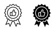 © Uswa KDT - Best seller badge icon set. A simple minimalist style of a ribbon award like icon badge symbol. Clean design element perfect for websites, apps, and marketing materials. Isolated on white background.