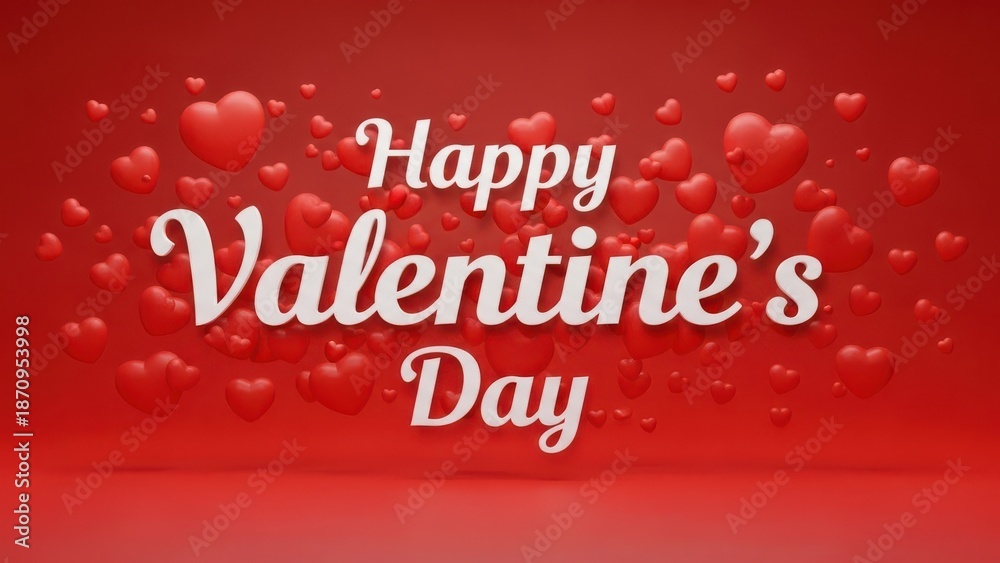 Happy valentine's day with red hearts background