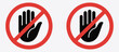 © WelcomeJune - Do not enter prohibition sign with hand stop symbol and no entry restriction icon, flat warning illustration on transparent background, ideal for security signage, restricted areas, safety instruction