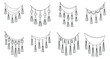 © vadymstock - A collection of decorative tassel garlands in minimalist black and white vector style, perfect for festive occasions and event design