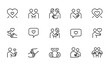 © Md - Collection of hug support and loving people line icons representing care and affection
