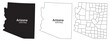 © Meizan  - Arizona state map in black and white with county lines illustrated in three styles with illustration and USA and geography and cartography and vector
