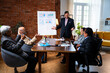 © StockImageFactory - Senior Indian Asian business leaders discussing growth projection, strategy in modern office meeting