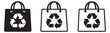 © iVGraphic - Graphic shopping bag icon set featuring variations of recycling symbols for sustainable shopping and environmental initiatives