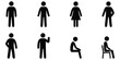 © creatix - Stickman casual pose set, Relaxed human standing silhouettes, Everyday posture stickman icons