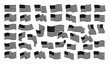 © Khalek - Collection of American Flags Waving and Static Black and White Silhouettes united states