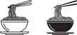 © MDHRIDOY - Minimalist black and white icon set: ramen noodles in a bowl with chopsticks