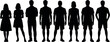© md manik hossain - Diverse group of adult male and female silhouettes standing together in casual attire showcasing different body types and heights