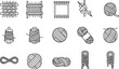 © Milon Store - Weaving and yarn icons representing various textile and fiber craft elements