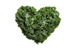 © Mood - Heart-shaped kale, vibrant green leaves arranged in a heart form against a black background